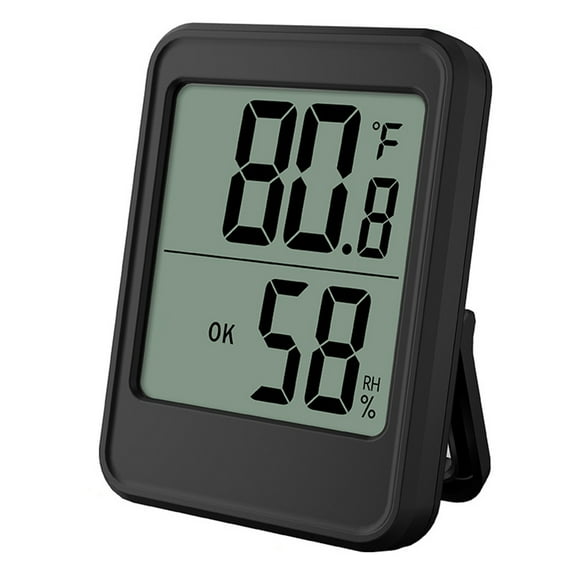 Wireless Indoor Outdoor Thermometer Hygrometer, Digital Temperature and Humidity Monitor with Clear Display, Mini Weather Station for Home, Office, Greenhouse, Baby Room - Black