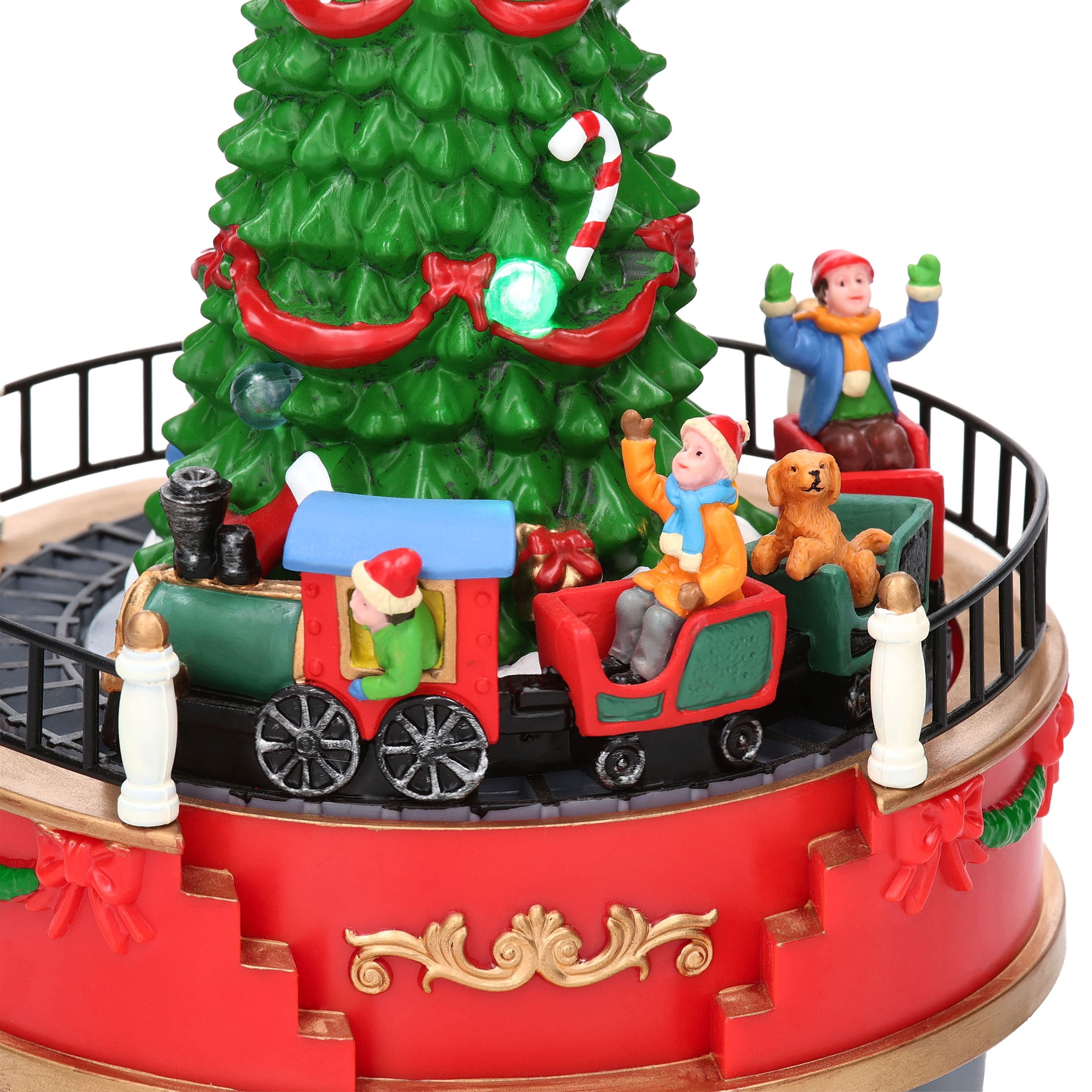 Light-Up and Musical Animated Tree with Train Christmas Village Decoration, Multicolor, 7.5", by Holiday Time