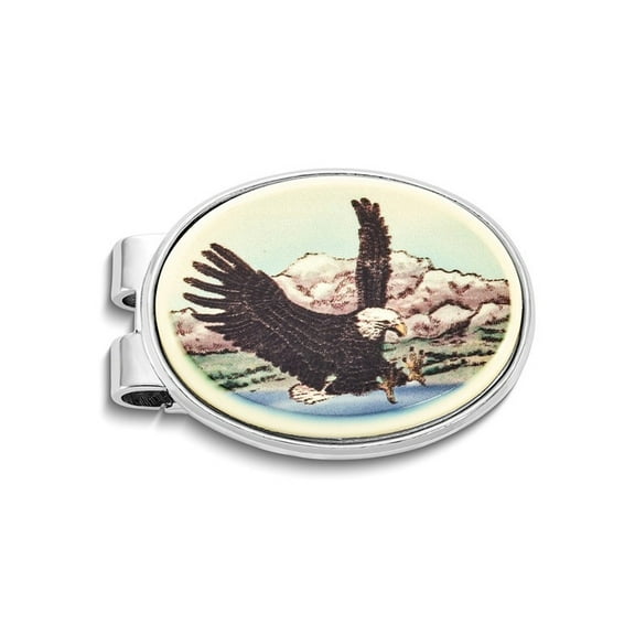 Gem & Harmony Mens Eagle Landing Oval Money Clip for Men