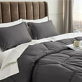 thumbnail image 3 of 3 Piece Honeycomb Design Comforter Set, 800 TC, 100% Egyptian Cotton, Oversized Super King Size Dark Grey Solid, 3 of 5