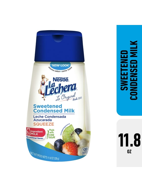 Nestle La Lechera Sweetened Condensed Milk, 11.8 oz Bottle, 100mg Calcium per Serving, 0g Trans Fat