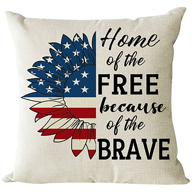 Up to 65% Off SMihono Independence Day Pillowcase Cartoon Style Linen Digital Printing Pillowcase