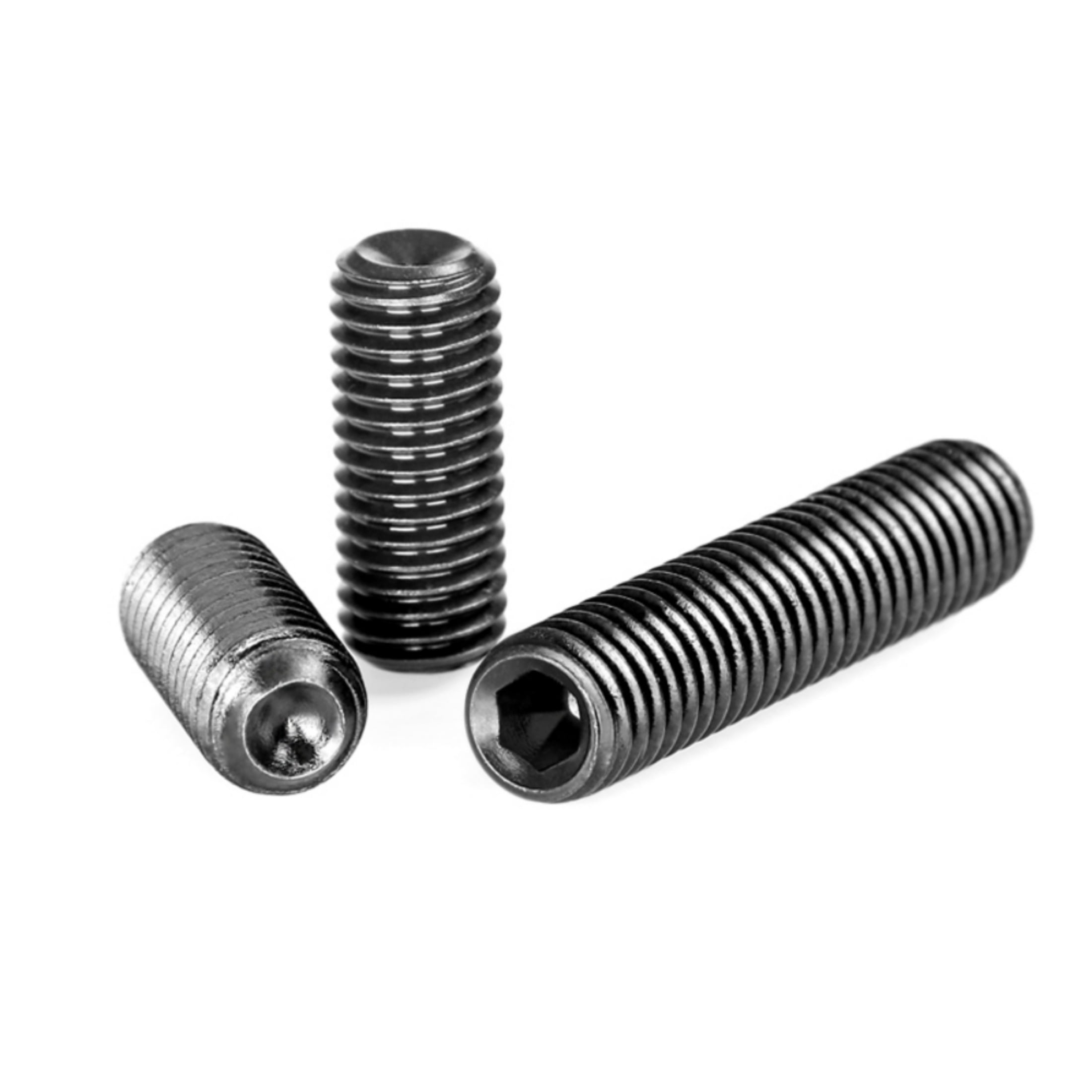 (200 Pieces) Black Carbon Steel Concave End Headless Machine Tight Screws for Machining Fixtures M4x5mm.