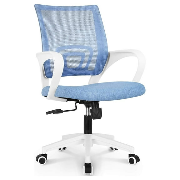 WDZS CHAIR Office Desk Computer Chair Ergonomic Mesh Gaming Mid Back Seat with Comfy Lumbar Support Adjustable Height Swivel for Home Task (Sky Blue)