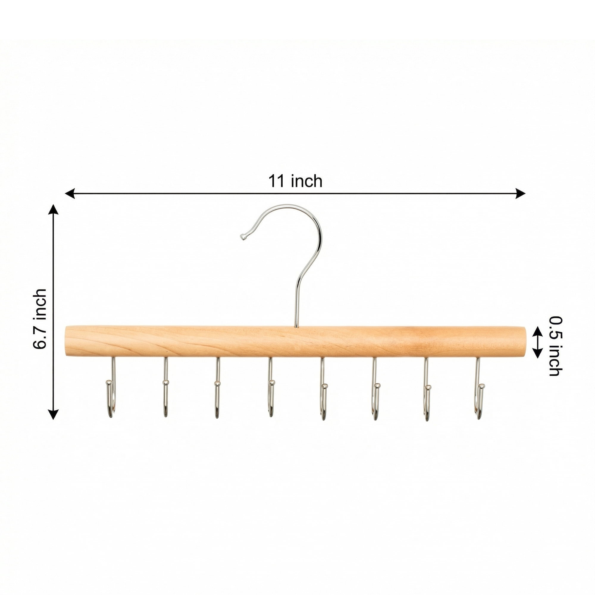 Unique Bargains 2Pcs Bra Wood Tank Top Hangers With 8 Hooks Natural 11x6.7x0.5in