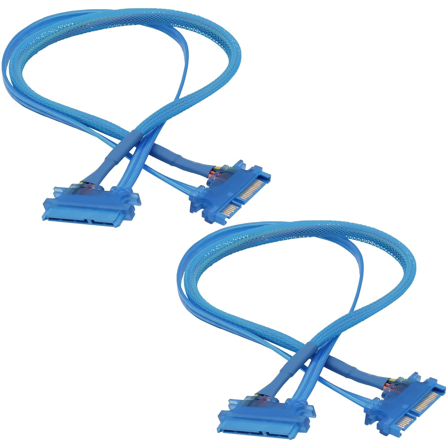 HRTGFD-22Pin SATA Power Extension Cable SATA 3.0 22 Pin 7+15 Pin Male to Female Data Power Combo Extension Cable for SSD,HDD,PCI Cards and Other Equipment -50cm -2pcs