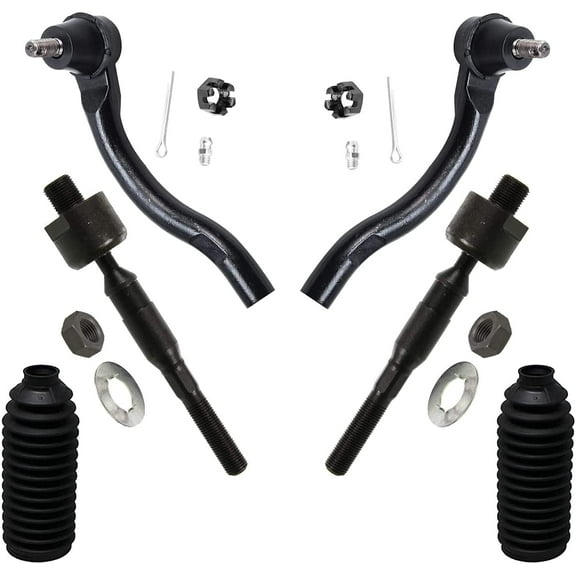 Detroit Axle - Front 6pc Suspension Kit for 2006-2011 Honda Civic 1.8L, 4 Tie Rods 2 Boots   Bellows 2006 2007 2008 2009 2010 2011 Replacement