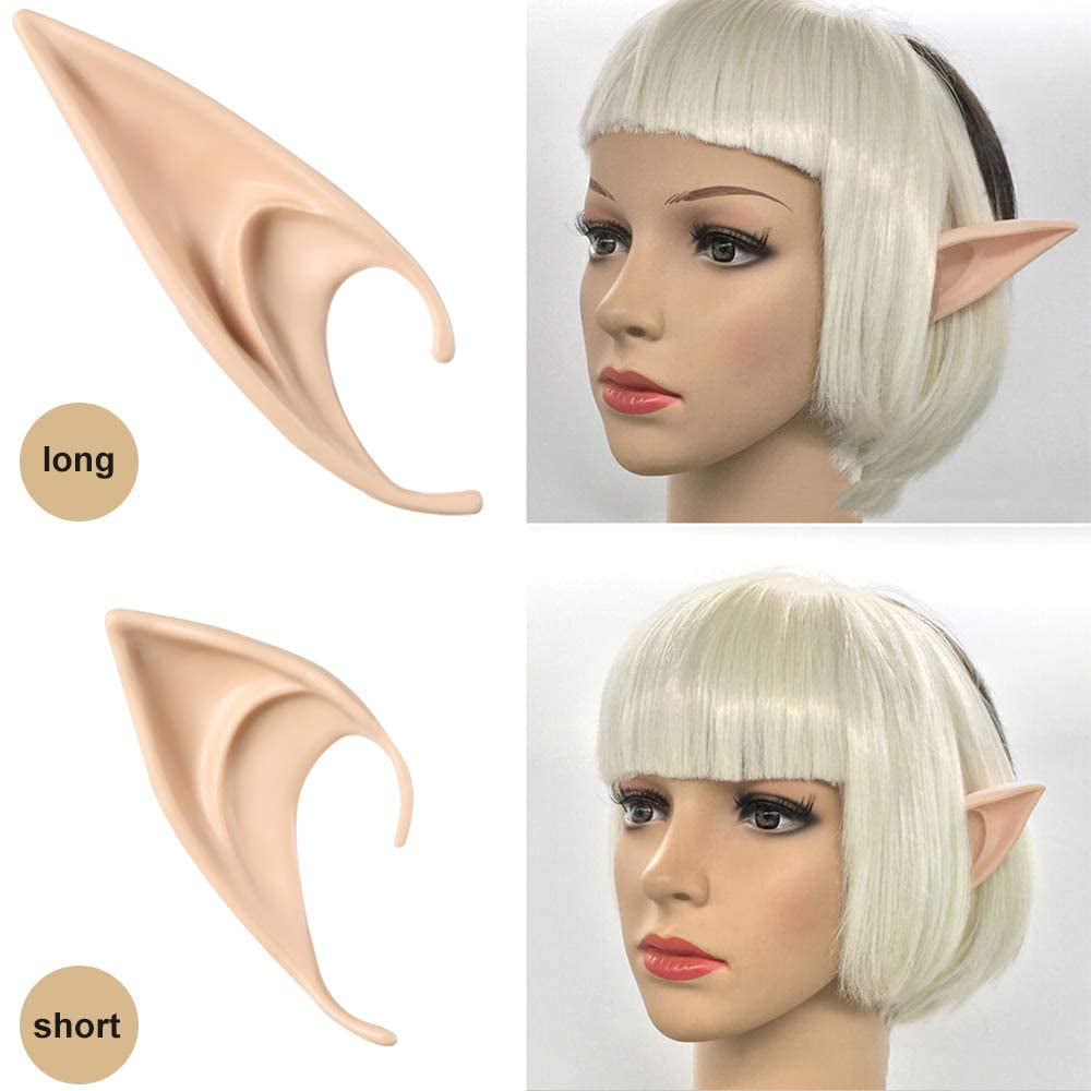 2 Pieces Latex Elf Ears Cosplay Wrap Fairy Goblin Ears Halloween Cosplay Props 