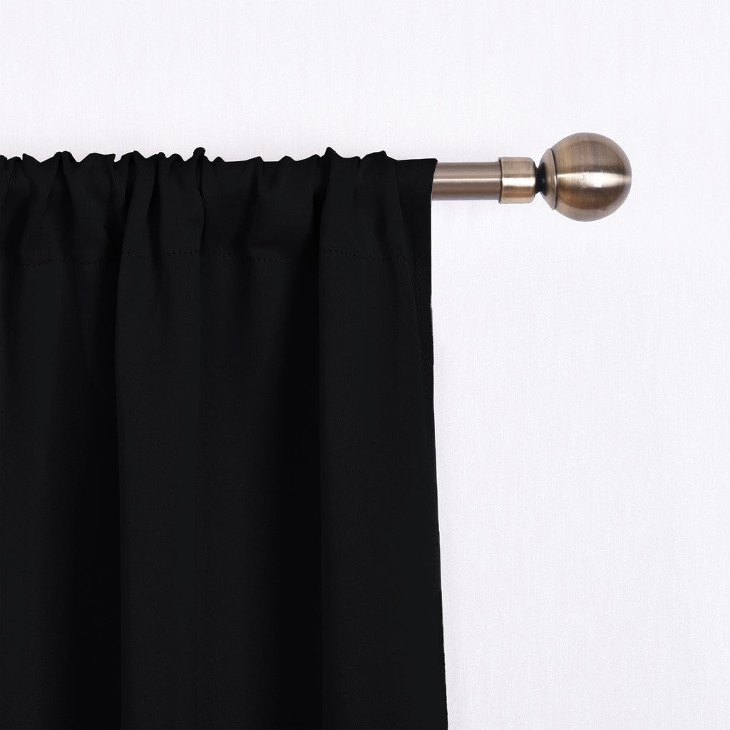 NICETOWN Blackout Short Curtain for Windows, Tie Up Adjustable Balloon Valance Blind Thermal Insulated Room Darkening Rod Pocket Curtain for Kitchen Living Room, Black, 46"x63", 1 Piece