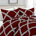 thumbnail image 2 of D.N.G. BEDDINGS 3 Piece Luxury Two Tone Diamond Ruffle Pattern Comforter Set Premium Super Soft, All Season 800 Thread Count, 100% Egyptian Cotton, Super King Size Burgundy-Silver Color, 2 of 4