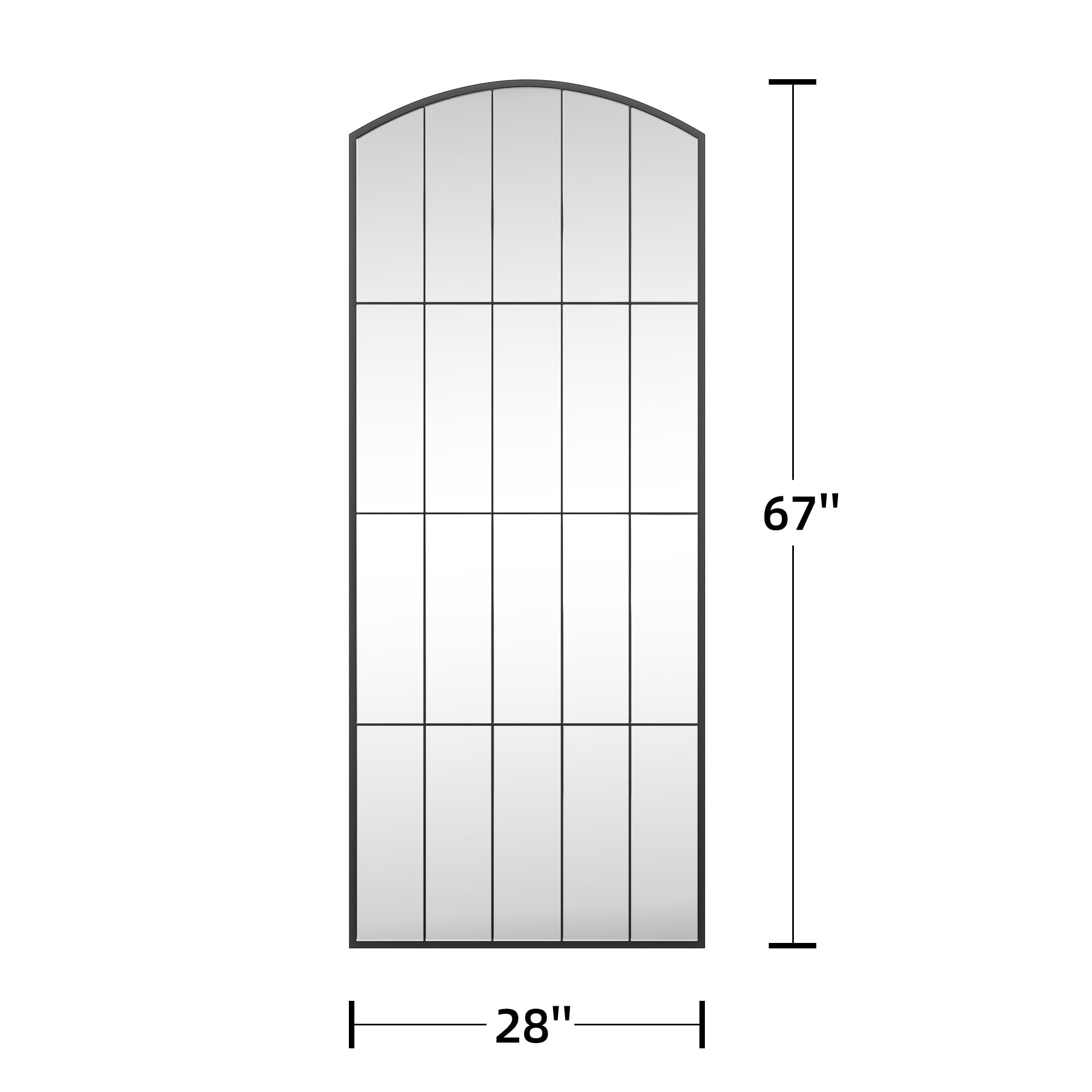 MAYEERTY 67"x28" Arched Full Length Mirror Iron Framed Window Mirror,Black