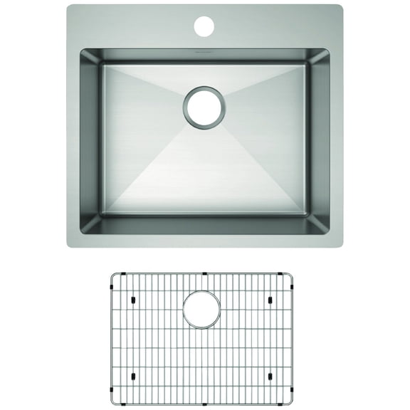 Elkay Crosstown Stainless Steel 25" x 22" x 9", Single Bowl Dual Mount Sink Kit
