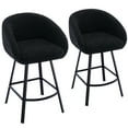 thumbnail image 2 of ONEVOG 26.4'' Swivel Counter Height Stools Set of 2, Sherpa Upholstered Bar Stools with Barrel Arms & Backs, Modern Counter Stools for Kitchen Island, Black, 2 of 9