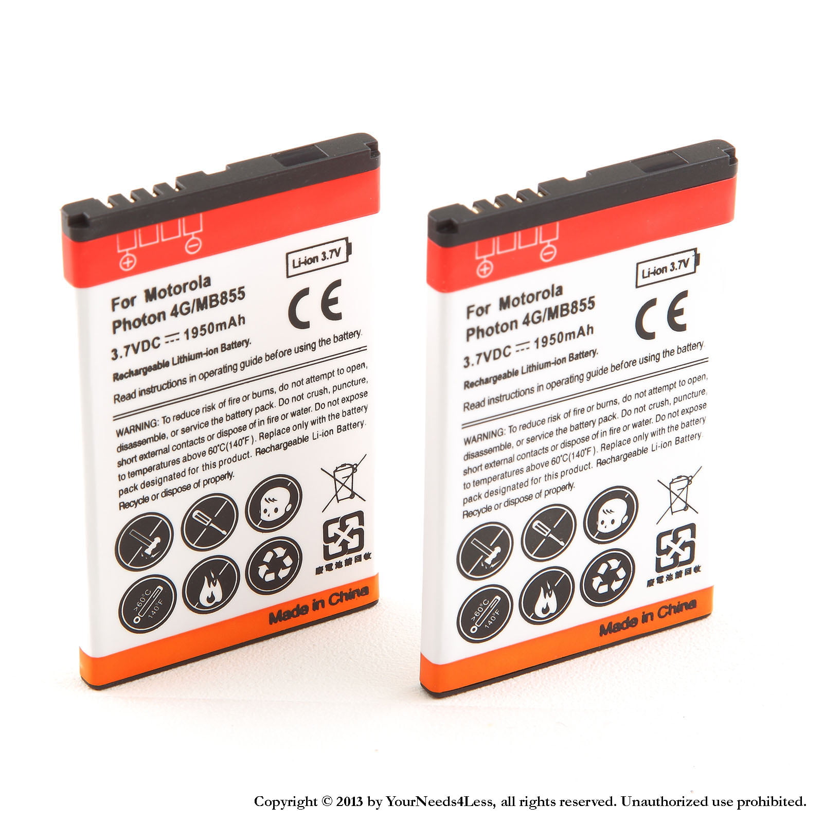 YN4L® 2 X 1950mAh Replacement Batteries for Motorola Photon 4G