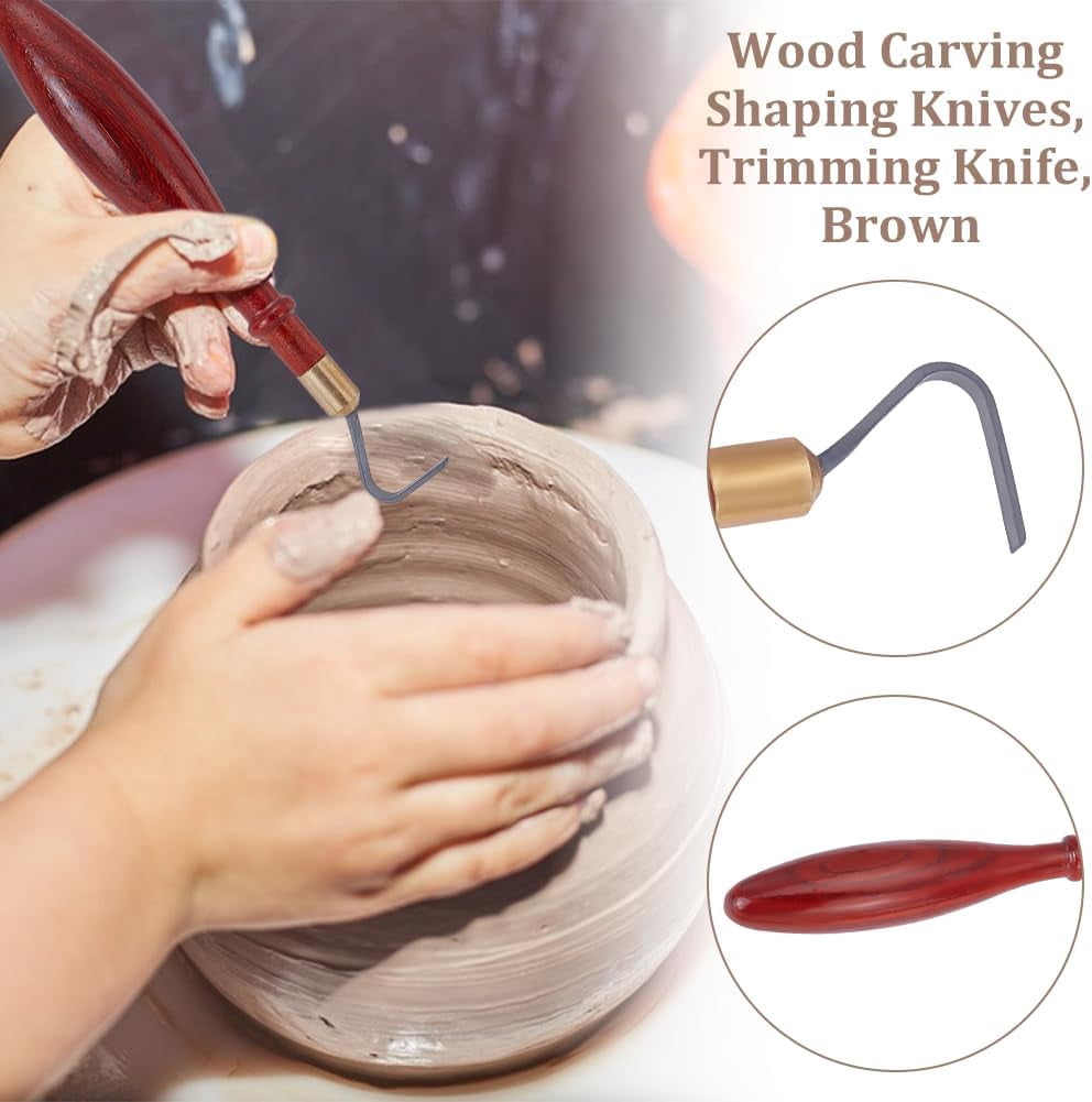 Clay Sculpting Tools African Coralwood Ribbon Cutter Pottery Trimming Tools Modelling Carving Clay Pottery Tool Double-Ended Tungsten Steel Cutter Head for Pottery Sculpture Artwork