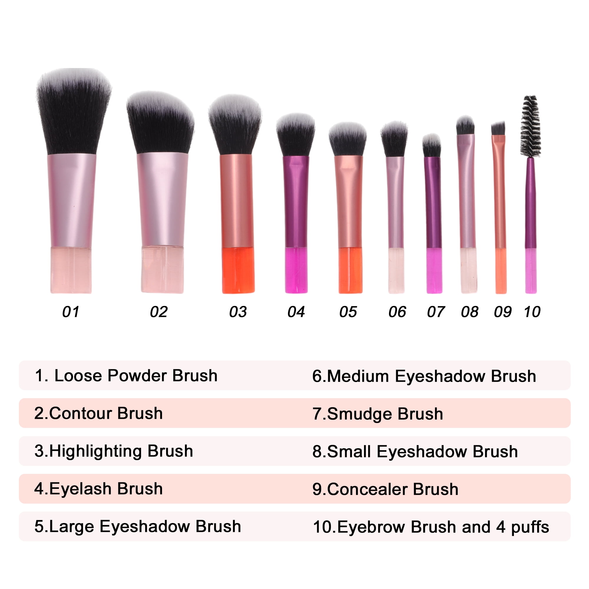 Unique Bargains Makeup Brush Set for Vacation 14 Pcs Colorful