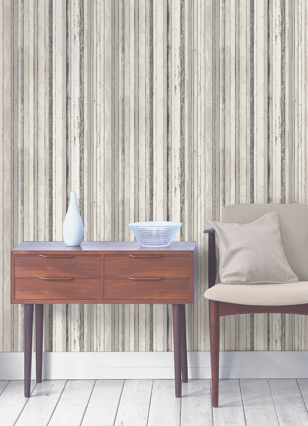 Fine Decor Bodhi Grey Distressed Stripe Paste The Wall Non Woven Wallpaper, 20.5-in by 33-ft, 56.4 sq. ft.