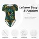 thumbnail image 4 of Balery Jungle Leopard Yellow Body de cuello redondo de manga corta para mujer Tops de manga corta Tops básicos-Small, 4 of 7