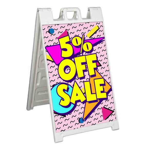 5 Percent Off sale (24" X 36") Standard A-Frame Signicade, Includes Decal Applied To Stand