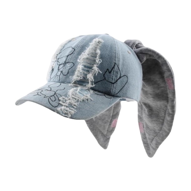 Gorra de béisbol con orejas de animal, regalo, gorra vaquera para primavera y verano, para mujeres y hombres, deportes y viajes. Azul claro