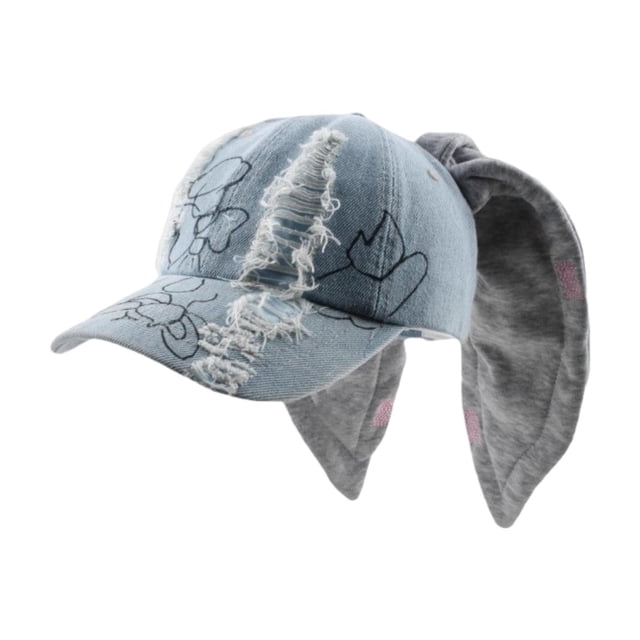 Gorra de béisbol con orejas de animal, regalo, gorra vaquera ajustable para deportes, baile y actividades al aire libre. Azul claro