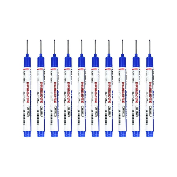 Paquete de 10 bolígrafos de marcado de carpintero profesional con punta extendida de 20 mm - Marcadores de tinta impermeable permanente para metal, madera, vidrio - punta fina de 1,5 mm - Rojo