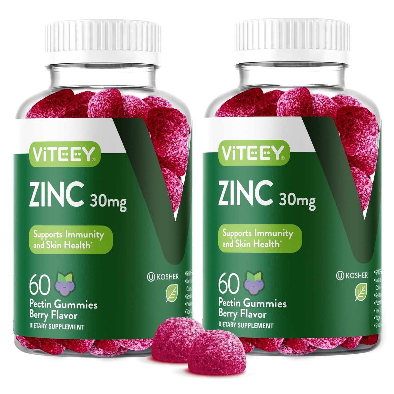VITEEY Zinc Gummies 30mg, Immune Support Zinc Supplement, Berry Flavor, 120 Ct
