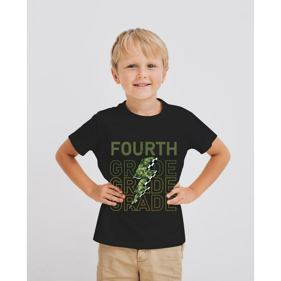Fourth Grade Camo Lightning Bolt T-Shirt for Boys – Back to School Graphic Tee