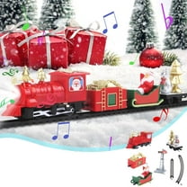 Qdahuk Christmas Train Set Mini Electric Musical Locomotive with Lights Santa Claus Snowman Carriages Automatic Track Toy Holiday Party Children Gift Xmas Decoration for Tree Indoor Home