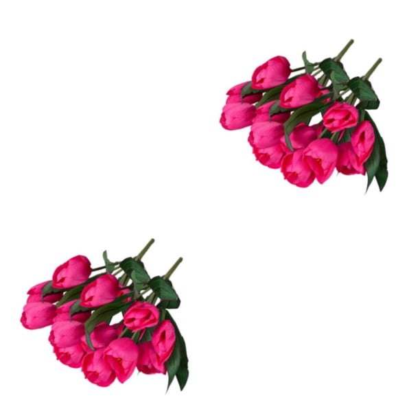 Flores artificiales tulipanes de seda simulación de tacto Real Rosa Roja Modelo Antiguo 2piezas Yuarrent
