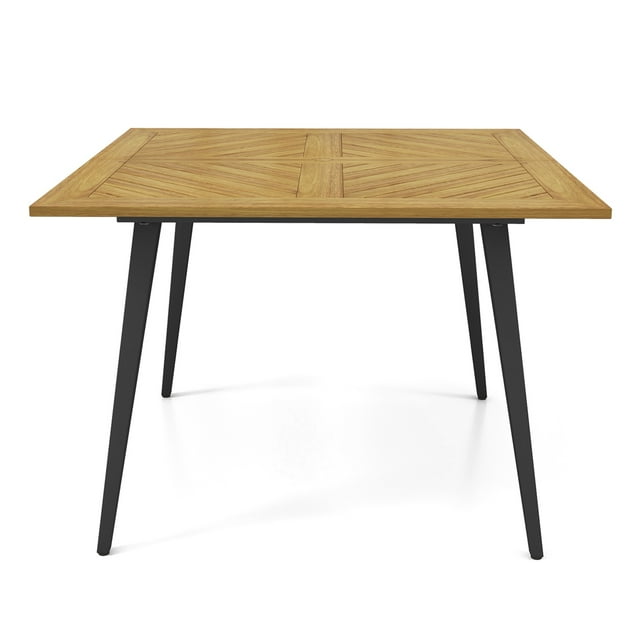 Gymax Table à Manger d'Extérieur de 42,5 Po avec Trou pour Parasol de 1,9 Po, Patins de Pieds Ajustables