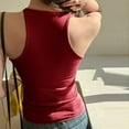 thumbnail image 4 of Tank Tops for Women Sleeveless Round-Neck Summer Solid Camisoles Tank Red S, 4 of 4