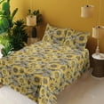 thumbnail image 2 of Ambesonne Sunflower Fitted & Flat Sheet with Sham 3 Pcs Set, Vintage Botanical Floral, Twin XL, Earth Yellow and Grey, 2 of 5