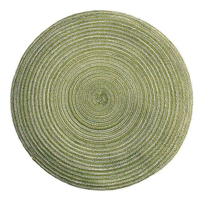 Manteles individuales redondos de 35 cm de color verde, manteles individuales tejidos, manteles individuales antideslizantes y resistentes al calor (verde)