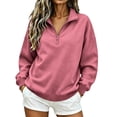 thumbnail image 2 of Hurxie Womens Quarter Zip Pullover Casual Shirts Half Zip Sweatshirts 1/4 Zip Pullover Women Pullover Sweatshirts Pink,S, 2 of 7