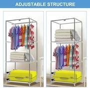 HONEIER Portable Closet,57 Clothes Storage Closet Organizer with 16mm Iron Pipe, Clothes Rack with Dustproof Non-woven Fabric Cover, Wardrobe Clothes Closet Storage for Bedroom