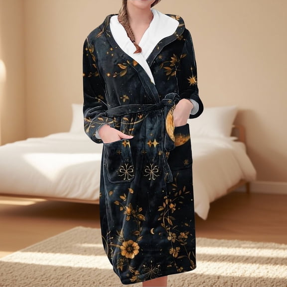 BILIKEYU Women's Fleece Plush Warm Bathrobe Loungewear, Bathrobe for Women, Winter Clothing for Women, Women's Sleepwear