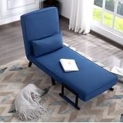 Gewnee 26” 4-in-1 Foldable Sofa Bed Chair - Metal Frame Foam Filled Polyester for Guest Room, Small Apartment, Home Office,Blue