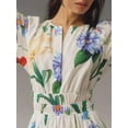 thumbnail image 3 of Women Boho Dresses Smocked Waist Long Dress Pintucked Hem Bodycon Side Pockets V-Neck Vacation Dresses Short Sleeve Flowy Dresses, 3 of 4