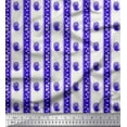 thumbnail image 1 of Soimoi Blue Cotton Voile Fabric Leaves & Owl Stripe Printed Craft Fabric by the Yard 42 Inch Wide, 1 of 3