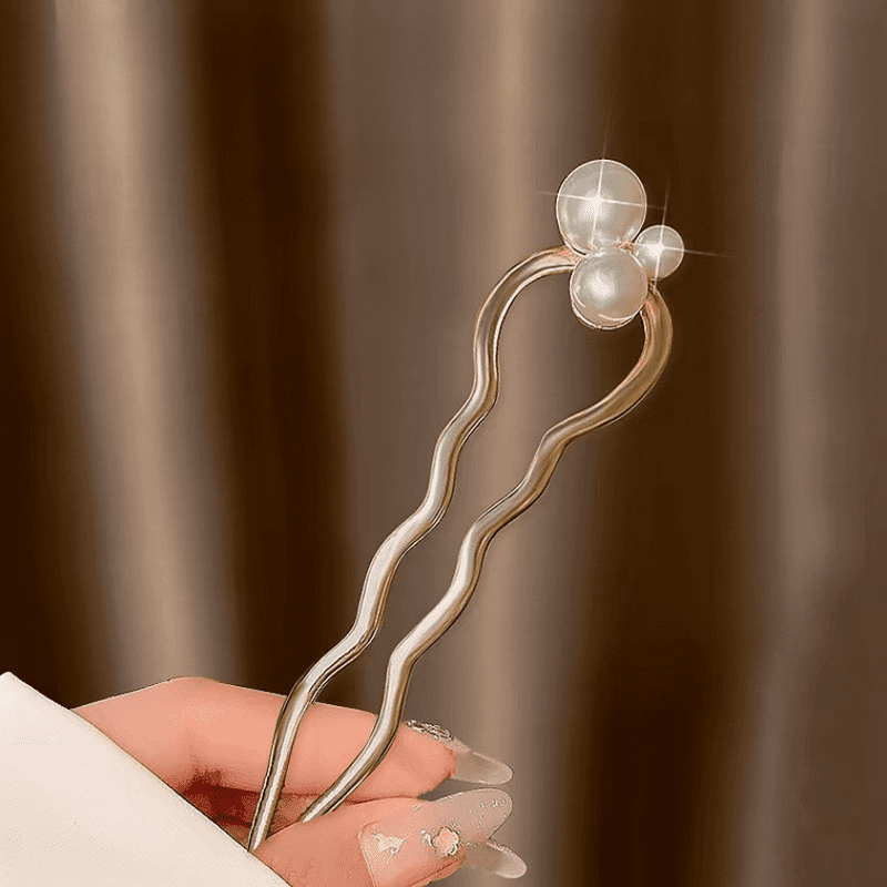 New Pearl Hairpins Korean U-shaped Metal Shell Hair Clip Pins Women Girls Hair Sticks Bun Maker Hair Styling Accessories Gifts
