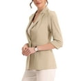 thumbnail image 4 of MODA NOVA Juniors 3/4 Sleeves Cardigan Notched Lapel Suit Blazer Formal Jacket, 4 of 5