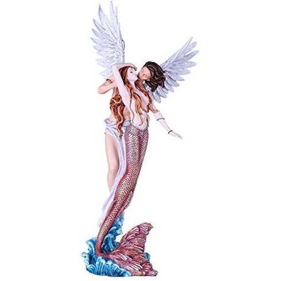 Ebros Gift Mermaid Princess avec Prince Ange Statue en Résine Peinte à la Main
