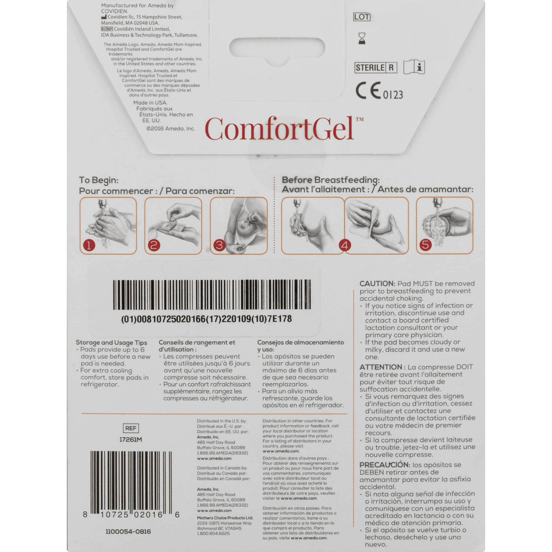 Ameda EW17261M ComfortGEL Hydrogel Nipple Pad