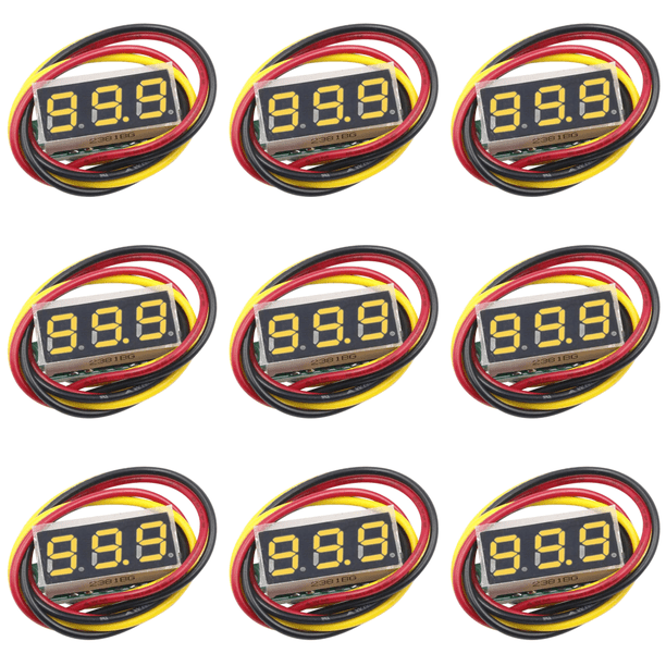 Voltímetro 3 cables Probador de voltaje digital 0-100V 028 pulgadas Mini DC Amarillo