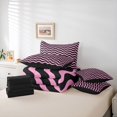 thumbnail image 6 of Homewish Pink Wave Stripes 7-Piece King Bedding,Abstract Modern King Bed in a Bag,Black Reversible, 6 of 8