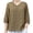 Khaki, variant on Summer Tops for Women V Neck 3/4 Sleeve Embroidered Boho Blouse Casual Loose Relaxed Beach Vacation Top, Blue XXL