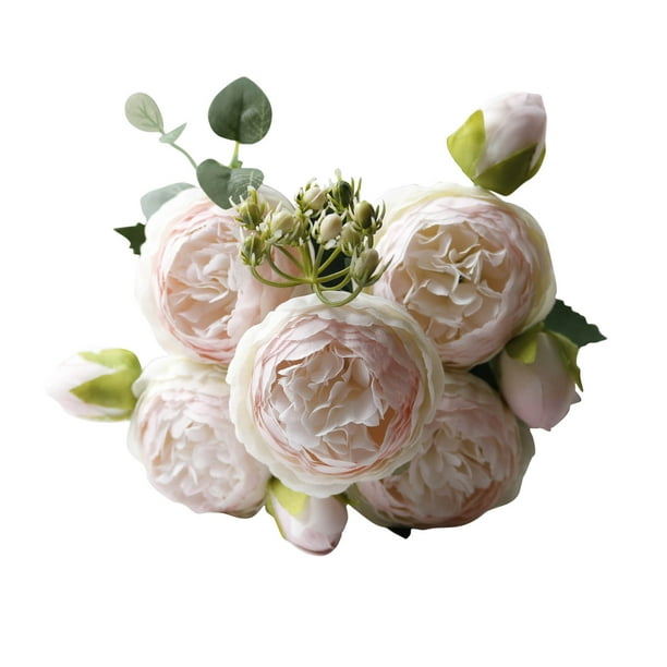 Flores Artificiales de las Peonías, Ramo de Novia de la Boda de la Peonía Falsa de Seda, 5 Cabezas de San Valentín Vibrante Decoración Del Hogar, Flores Artificiales de la Peonía
