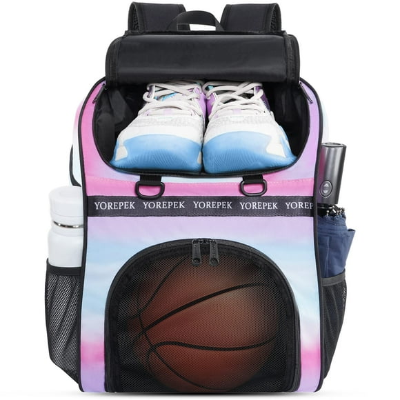 Bolsa de baloncesto YOREPEK grande con compartimento para zapatos de 40 L, color rosa