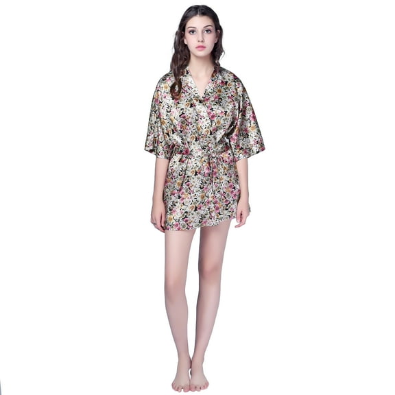 Richie House Women's Satin Print Bathrobe RHW2722